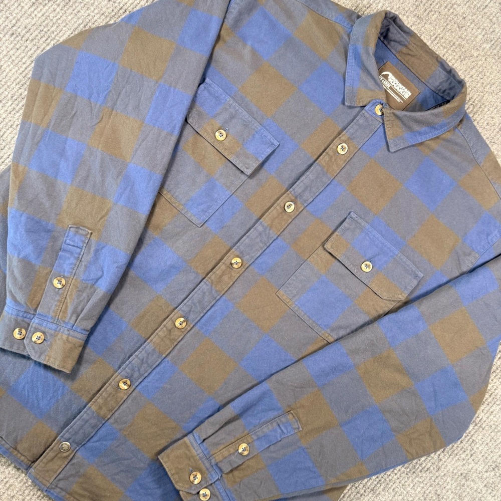 Mountain Khakis Blue Brown Plaid Quilted Flannel Shirt Jacket Mens XXL